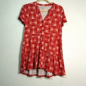 Wonderly Red & White Button-Up Women's Top. Sz M.